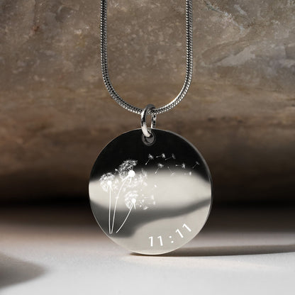 Dandelion 11:11 Make A Wish Circle Necklace