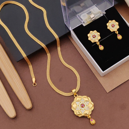 Micro Gold-Plated American Diamond Jewellery Set With Earrings..