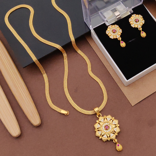 Micro Gold-Plated American Diamond Jewellery Set With Earrings..