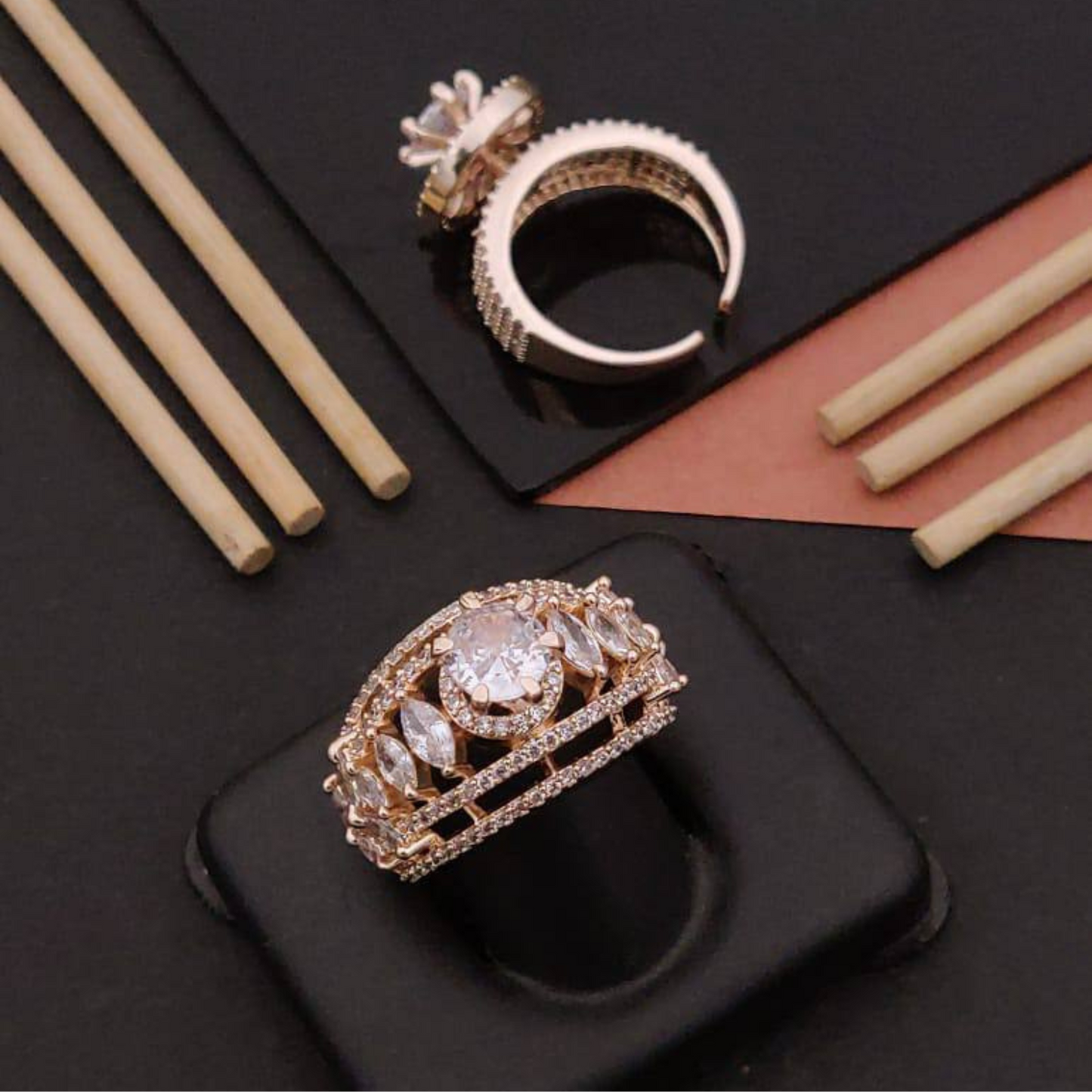 Dazzling Adjustable Diamond Ring – Anti-Tarnish & Perfect for Gifting