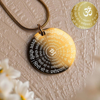 Radiant Gayatri Mantra Circle Necklace