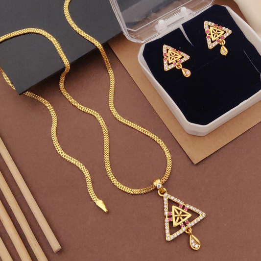 Micro Gold-Plated American Diamond Jewellery Set With Earrings..