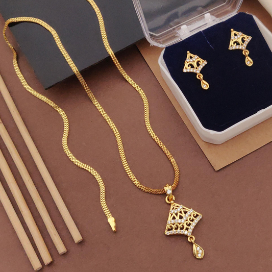 Micro Gold-Plated American Diamond Jewellery Set With Earrings..