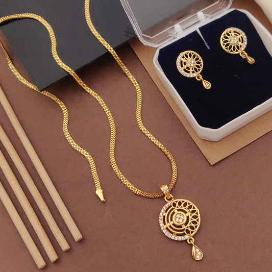 Micro Gold-Plated American Diamond Jewellery Set With Earrings..