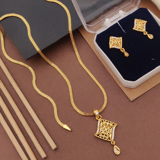 Micro Gold-Plated American Diamond Jewellery Set With Earrings..