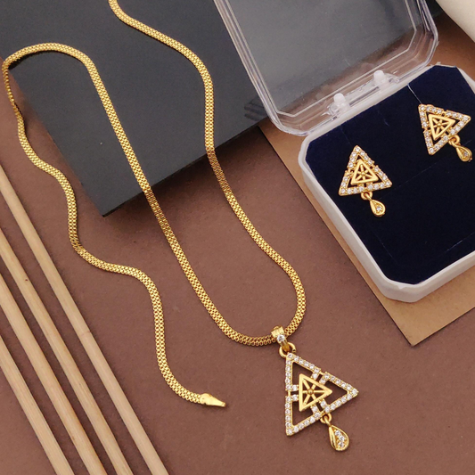 Micro Gold-Plated American Diamond Jewellery Set With Earrings..