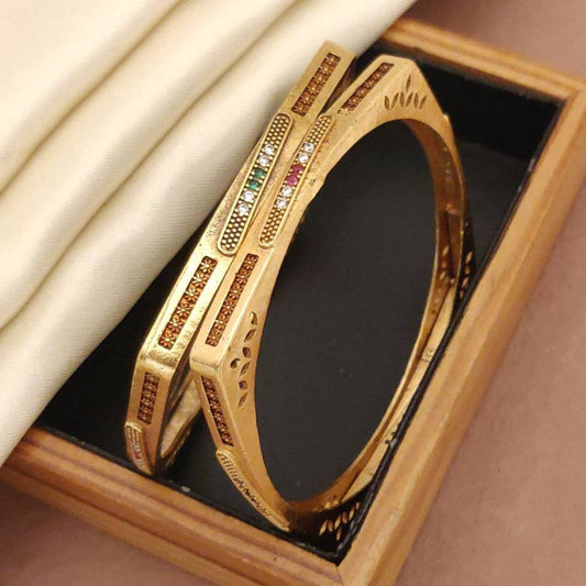 Versatile High Gold-Plated Diamond-Studded Bangles – Elegant for Everyday & Special Occasions