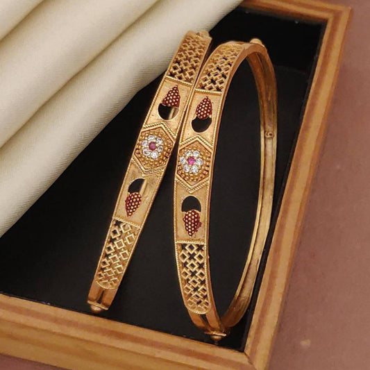 Versatile High Gold-Plated Diamond-Studded Bangles – Elegant for Everyday & Special Occasions