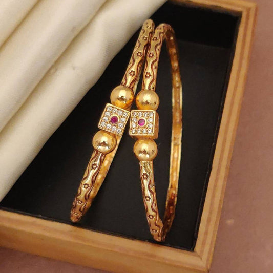 Versatile High Gold-Plated Diamond-Studded Bangles – Elegant for Everyday & Special Occasions