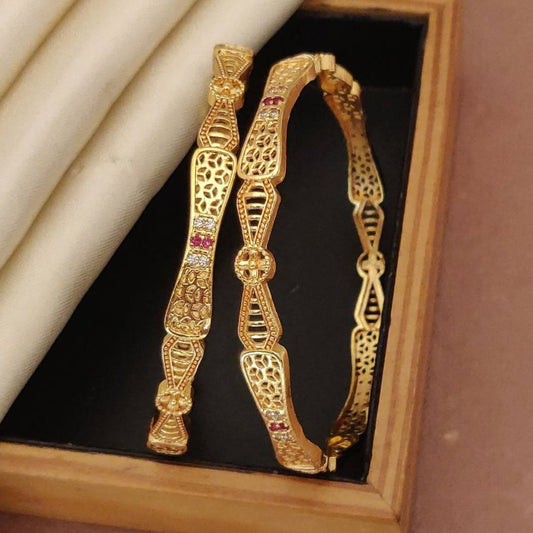 Versatile High Gold-Plated Diamond-Studded Bangles – Elegant for Everyday & Special Occasions