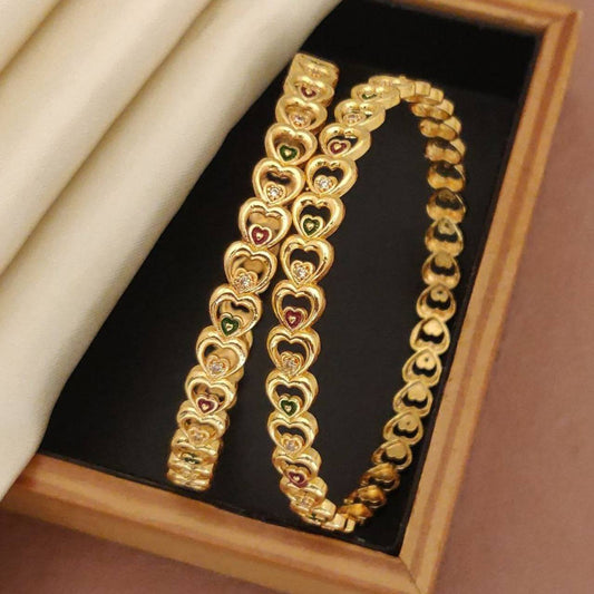 Versatile High Gold-Plated Diamond-Studded Bangles – Elegant for Everyday & Special Occasions