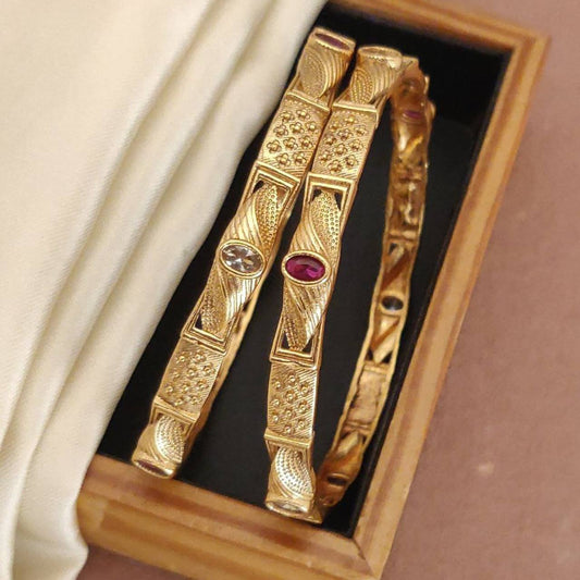 Versatile High Gold-Plated Diamond-Studded Bangles – Elegant for Everyday & Special Occasions