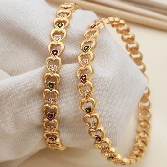 Versatile High Gold-Plated Diamond-Studded Bangles – Elegant for Everyday & Special Occasions