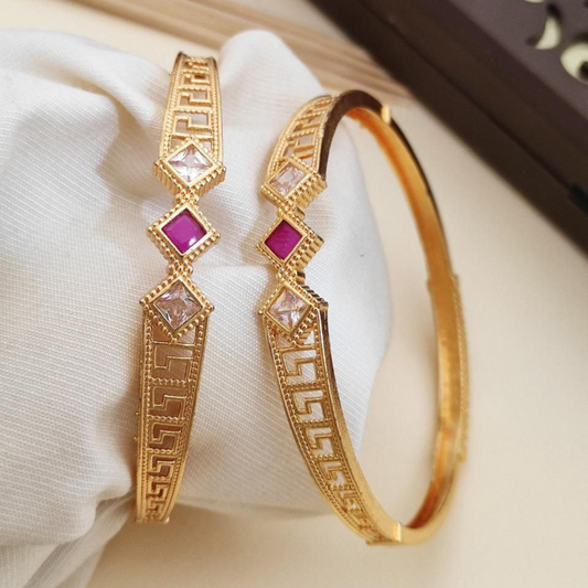 Versatile High Gold-Plated Diamond-Studded Bangles – Elegant for Everyday & Special Occasions