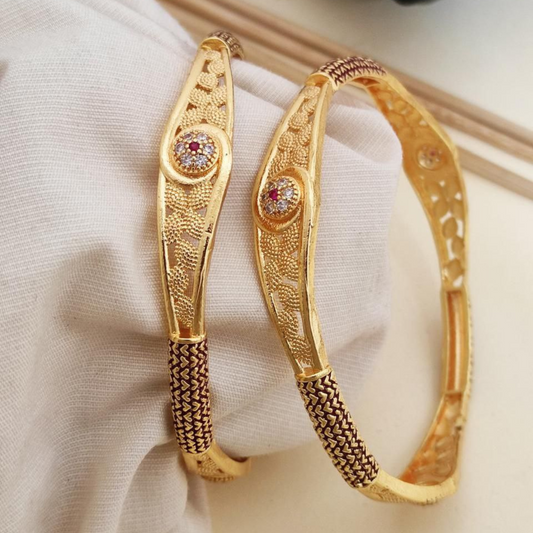 Versatile High Gold-Plated Diamond-Studded Bangles – Elegant for Everyday & Special Occasions