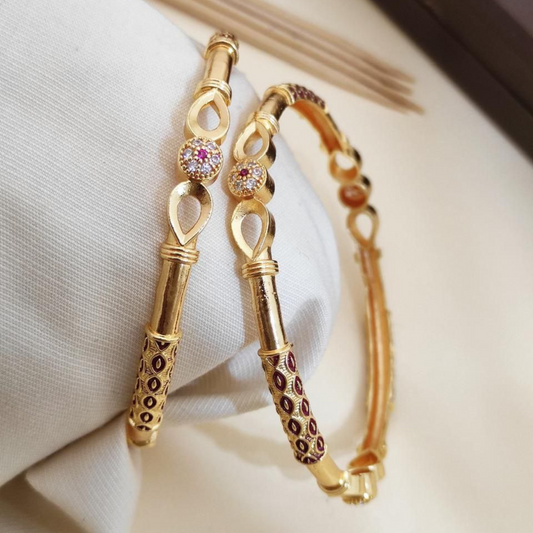 Versatile High Gold-Plated Diamond-Studded Bangles – Elegant for Everyday & Special Occasions