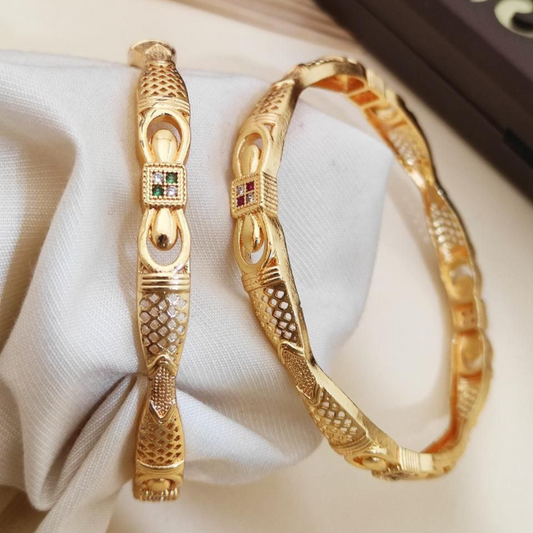 Versatile High Gold-Plated Diamond-Studded Bangles – Elegant for Everyday & Special Occasions