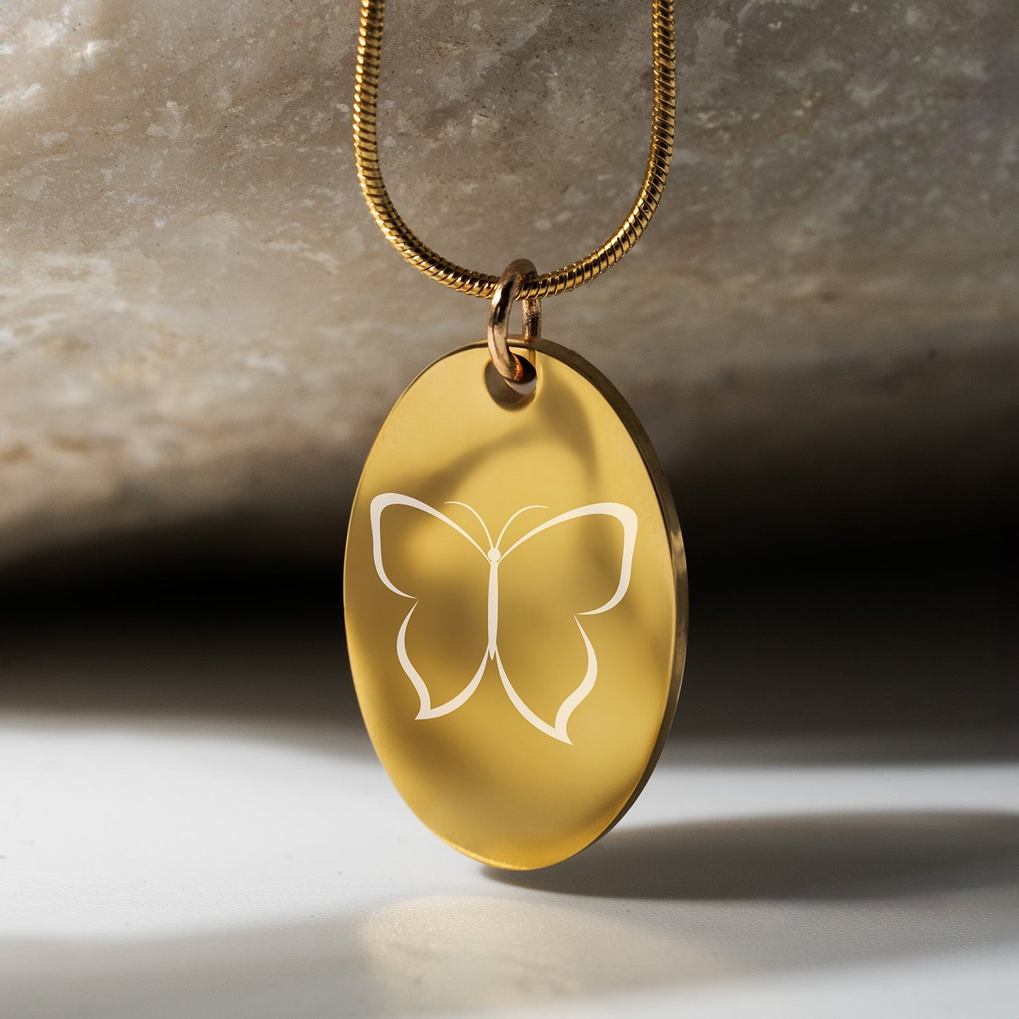 Butterfly Oval Necklace