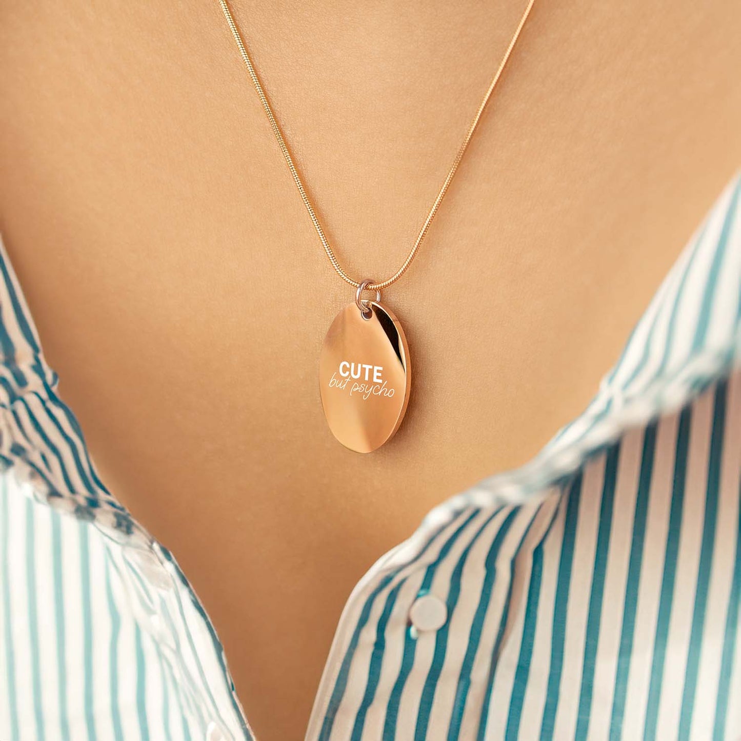 Cute But Psycho Oval Necklace