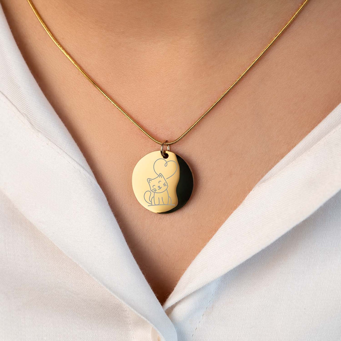 Cute Cat Circle Necklace