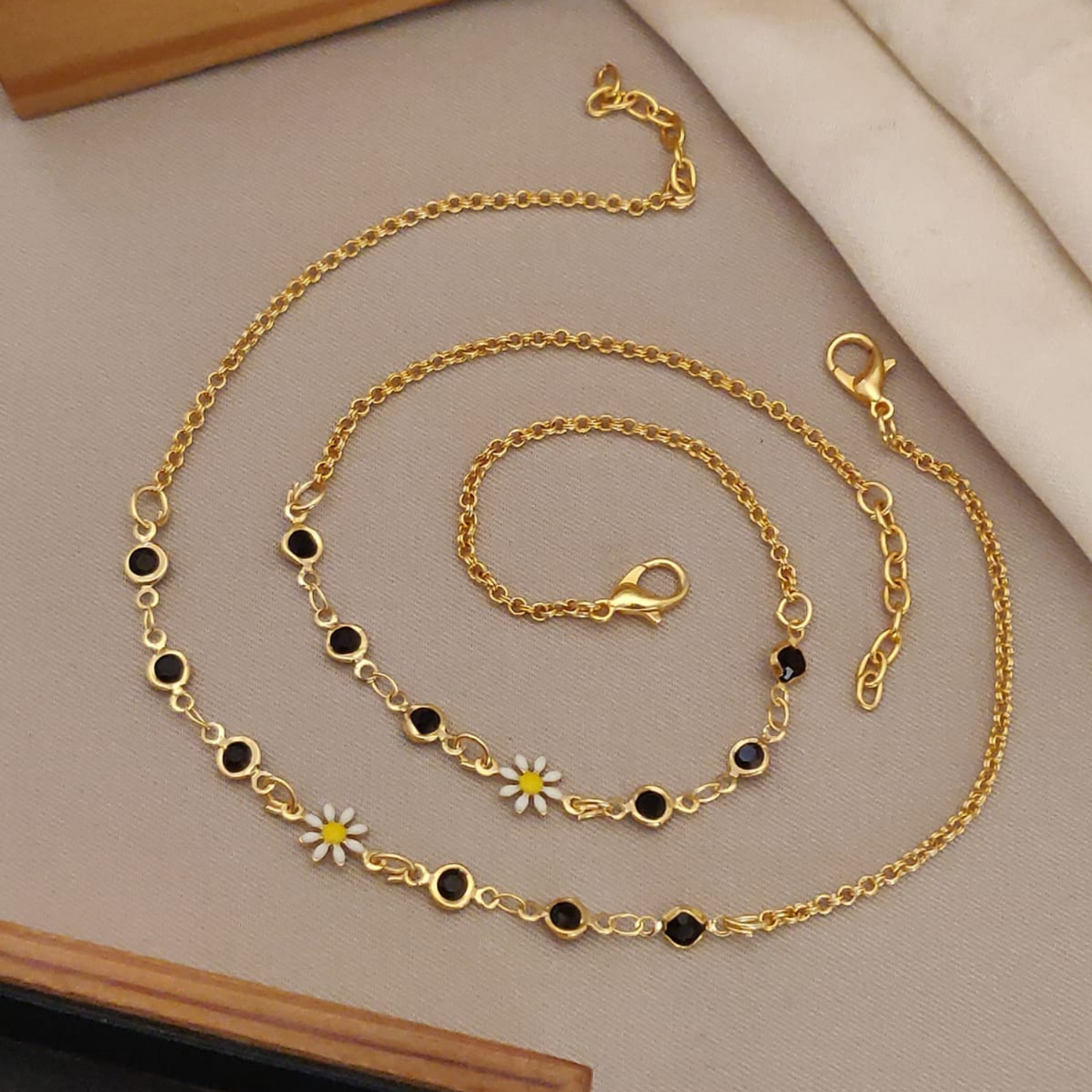 Classic Minimal Gold Box Chain High Gold Plated Anklet