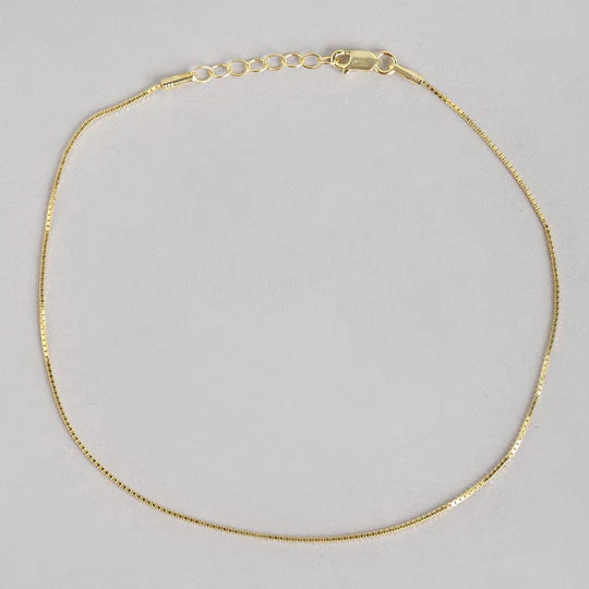 Classic Minimal Gold Box Chain High Gold Plated Anklet