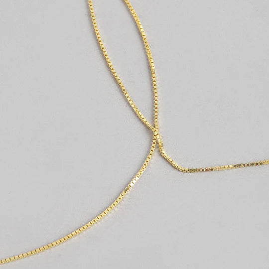 Classic Minimal Gold Box Chain High Gold Plated Anklet