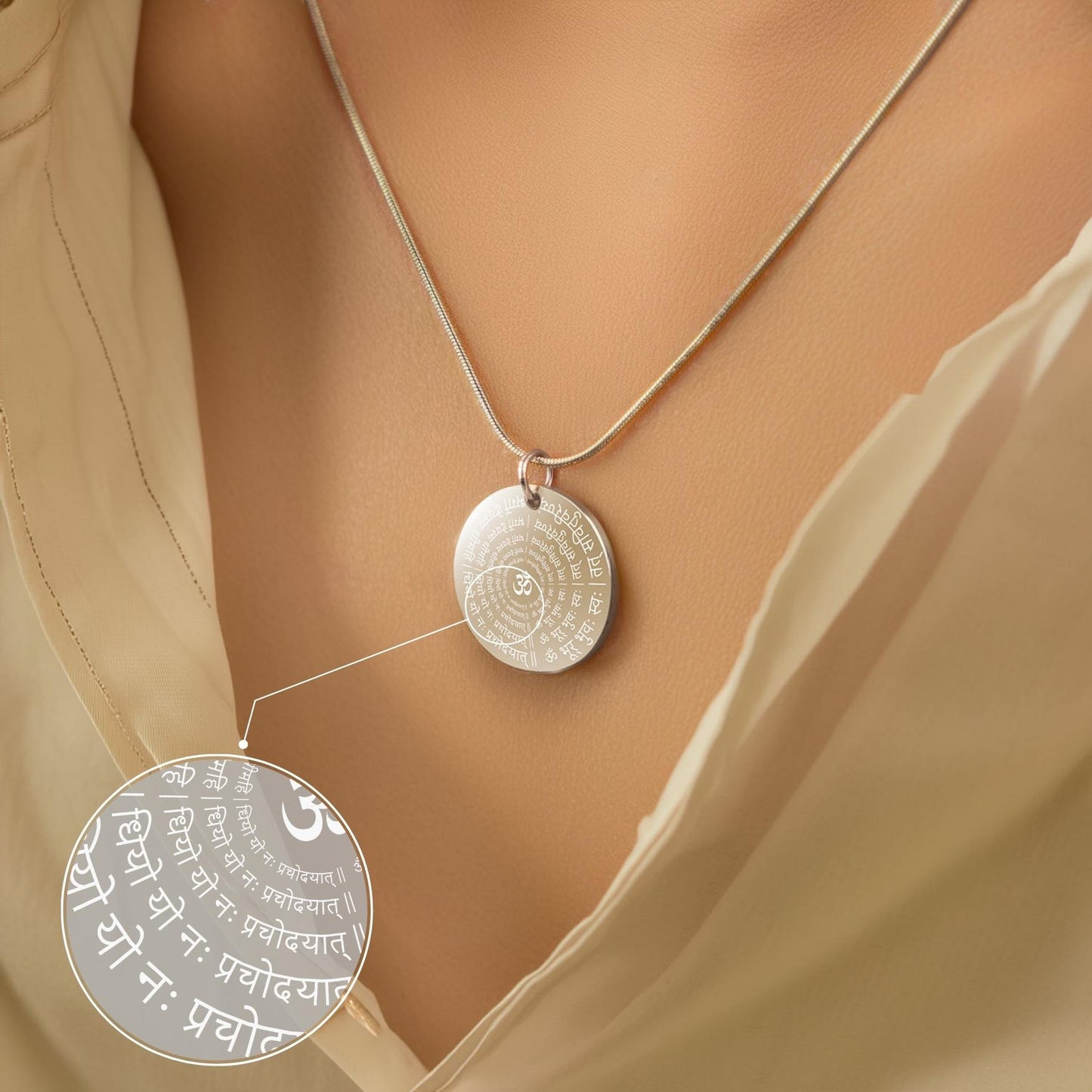 Radiant Gayatri Mantra Circle Necklace