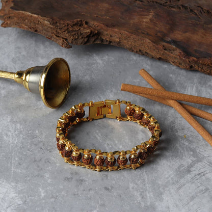 Gold Plated Modern Rudraksha Bracelet